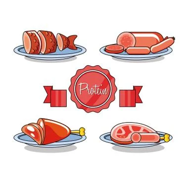 Cold meats products menu Stockillustratie