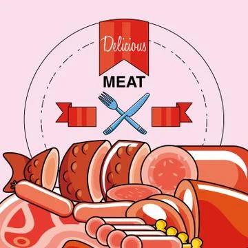 Cold meats products menu Illustrazione stock