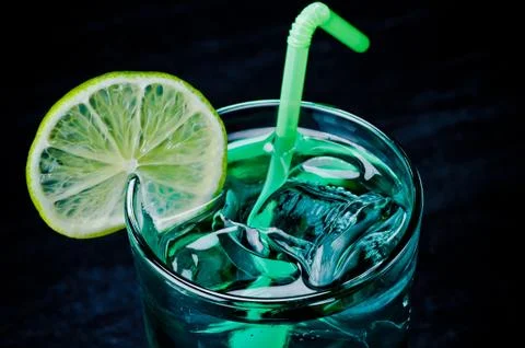 Cold Mojito on a black background 스톡 사진