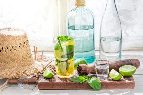 Cold mojito in glass Стоковые фото