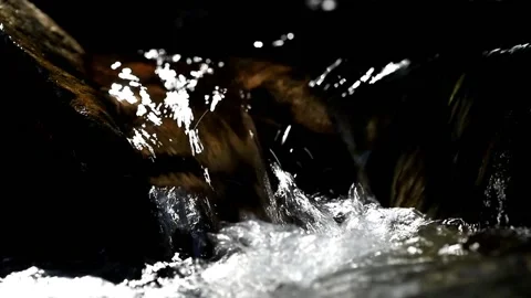 A cold mountain stream flows Stock-Footage 158611252