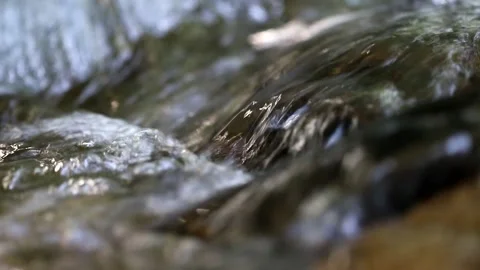 A cold mountain stream flows Video stock 158614228