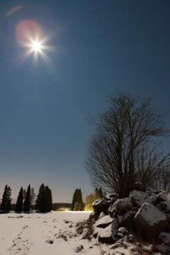 Cold night landscape Stock Photos