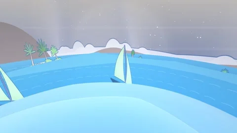 Cold ocean breeze boat on ocean waves cinematic background with tiny planet back 動画素材 339315135