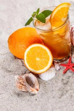Cold orange tea Stock Photos