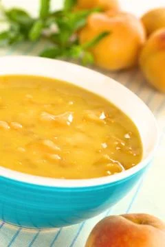 Cold peach soup Stock Photos