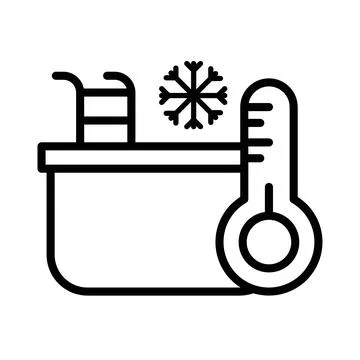 Cold plunge icon linear logo mark in black and white Stock Illustration