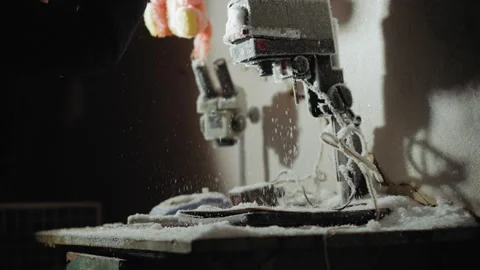 Cold postwar laboratory as technicians meticulously restore electronic systems Vidéo 347079951