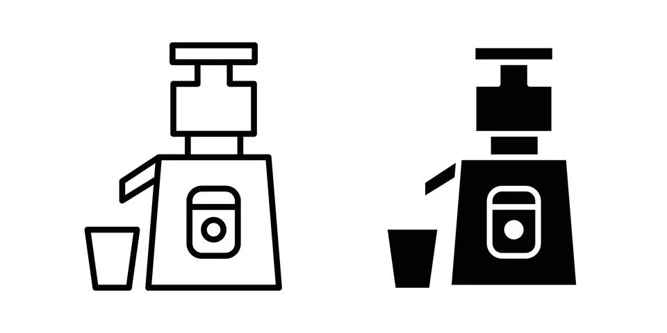 Cold pressed juicer icon set modern line and solid style collection. Stock Illustration