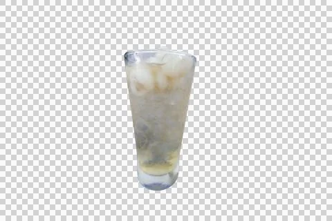 Cold Refreshing Drink in a Clear Tall Glass with Longan Juice Foto stock