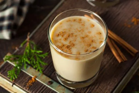 Cold Refreshing Eggnog Drink for the Holidays Stock Photos