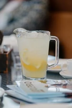 Cold refreshing lemonade with ice Stock Photos