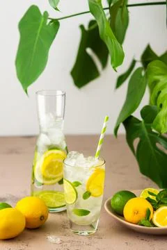 Cold refreshing lemonade Stock Photos