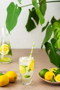 Cold refreshing lemonade Stock Photos