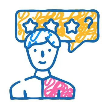 Cold review from client kyc icon doodle illustration 스톡 일러스트