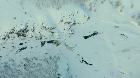 Cold river flowing through a dense snow covered pine forest in wild winter 스톡 동영상 165346612