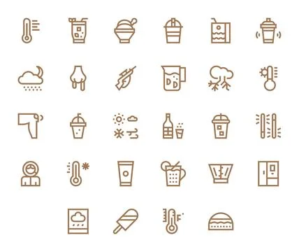 Cold Scalable Vector Set featuring 28 Display Perfect Bold Line Retina Read.. Stock Illustration