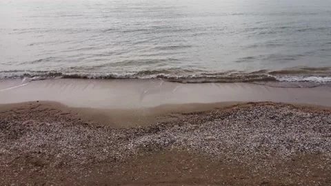 Cold sea. Empty deserted beach Stock Footage 191989444