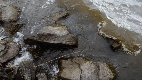 Cold sea waves close up in slow motion, 60 fps Video stock 129636504