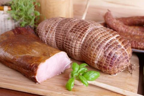 Cold smoked meat Stock Photos