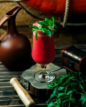Cold smoothie mint leaf Stock Photos