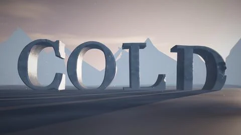 Cold Snow-Capped 3D Ice Text on a Frozen Glacier Stock Illustration