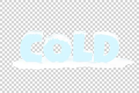 Cold with snow single 3d word text transparent background, vector illustration Stock Illustration