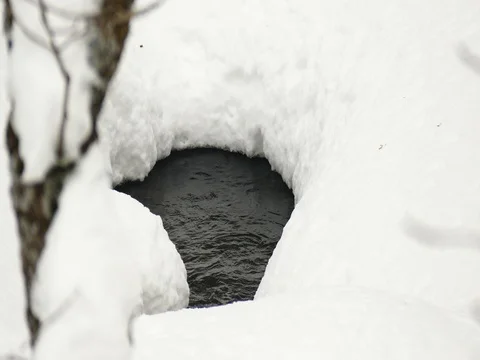 Cold Snowy Underground River Stock Footage 73547009