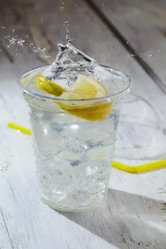 Cold soft drink with lemon Stock Photos