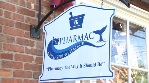 Cold Spring Harbor Pharmacy sign Stock-Footage 31900065