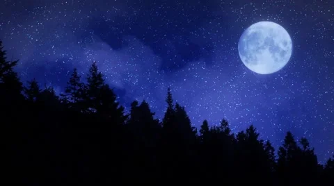 Cold Starry Night in the Mountains with a Full Moon Stock Footage 58631801