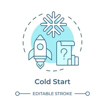 Cold start soft blue concept icon Stock Illustration