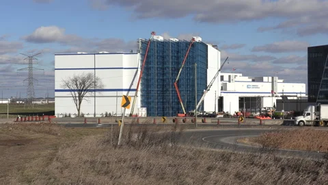 Cold storage building under construction Stock Footage 144058217