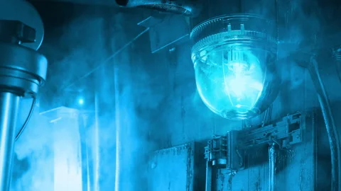 Cold Storage Facility Door Opens With Flashing Light Stock Footage 152740041