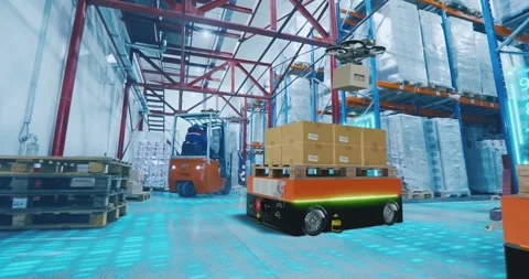Cold storage food warehouse concept. Smart frozen storage warehouse. Video stock 317100449