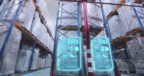 Cold storage food warehouse concept. Smart frozen storage warehouse. Smart cold Stock Footage 321367701