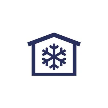 Cold storage icon with warehouse, vector Stock Illustration