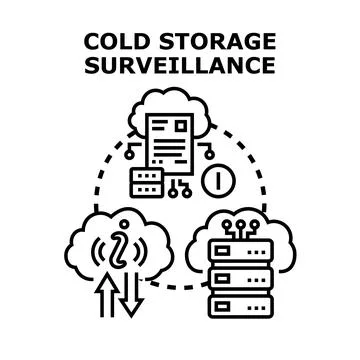 Cold storage surveillance concept securing data Stock Illustration