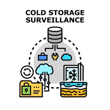 Cold storage surveillance managing data security monitoring system 스톡 일러스트