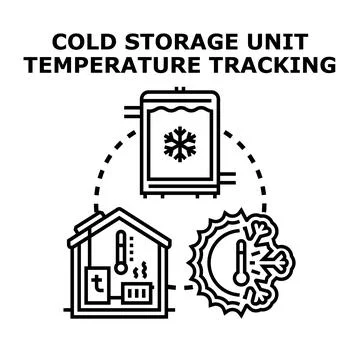Cold storage unit temperature tracking system controlling climate Stock Illustration