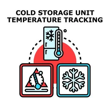 Cold storage unit temperature tracking monitoring system 스톡 일러스트