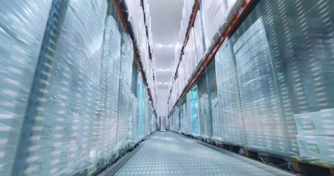 Cold store warehouse management and monitoring. Cold storage food warehouse Stock Footage 316820716