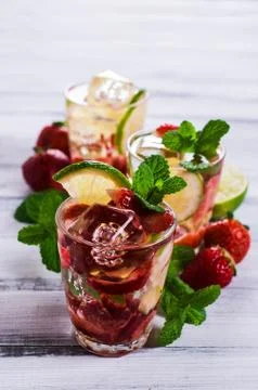 Cold strawberry drink Stock Photos