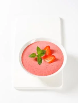 Cold strawberry soup Stock Photos