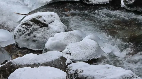 Cold stream between stones Stock Footage 96342003