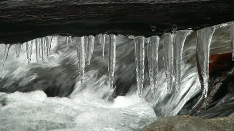 Cold stream with Icicles Stock Footage 21321714