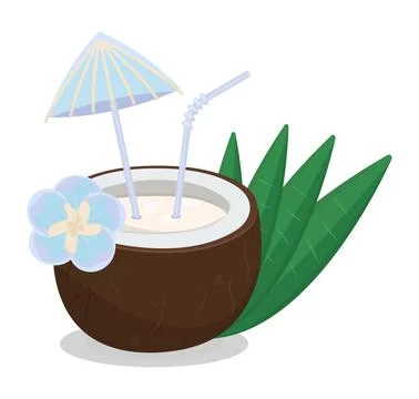 Cold summer coconut cocktail Stock Illustration