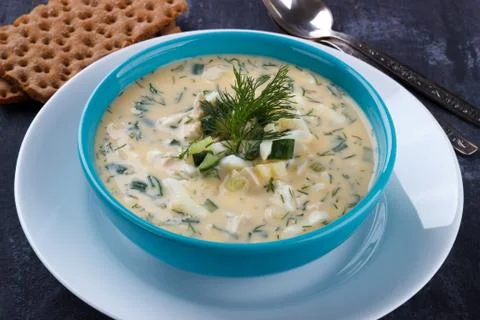 Cold summer soup Stock Photos