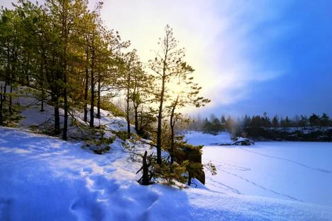 Cold sunrise Stock Photos