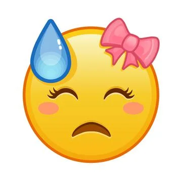 Cold sweat female face Large size of yellow emoji smile Stock-Illustration
